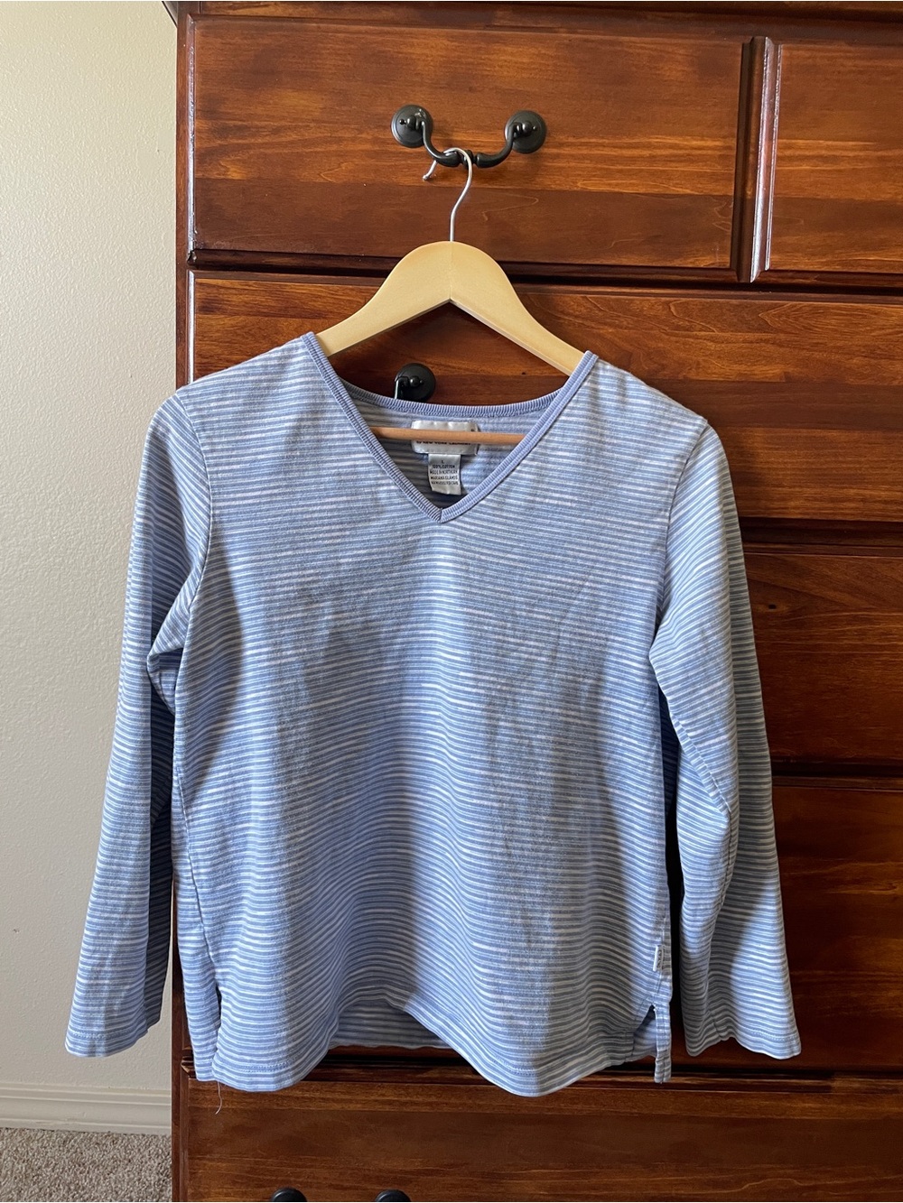 New York Laundry Light Blue and White Striped Crewneck Top